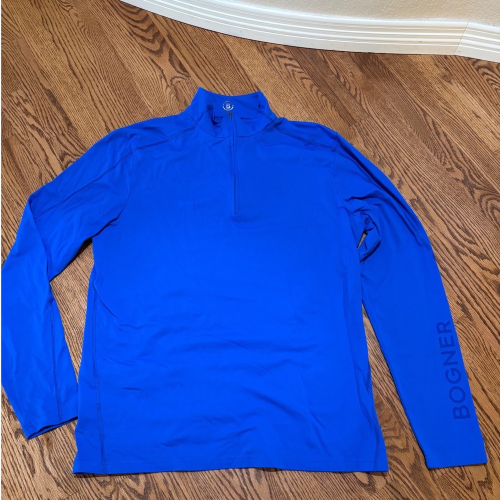 Bogner Quarter Zip Pullover Mens XXL Blue Performance Base Layer Top Spellout